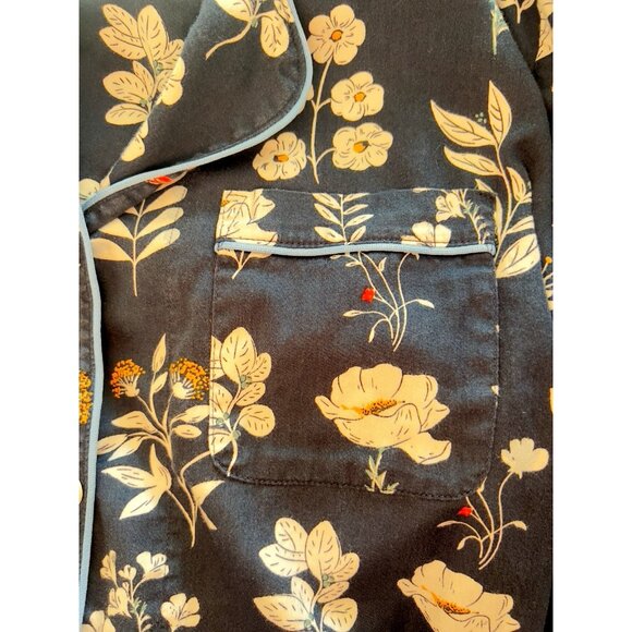 Bedhead Pajama Set Size L Classic Long Sleeve Dk Navy Blue Floral Pockets Cotton - Picture 12 of 16